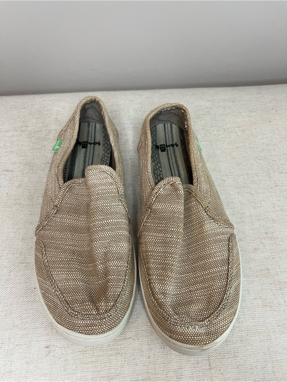 Sanuk Men’s Slip-On Loafers in Metallic Taupe